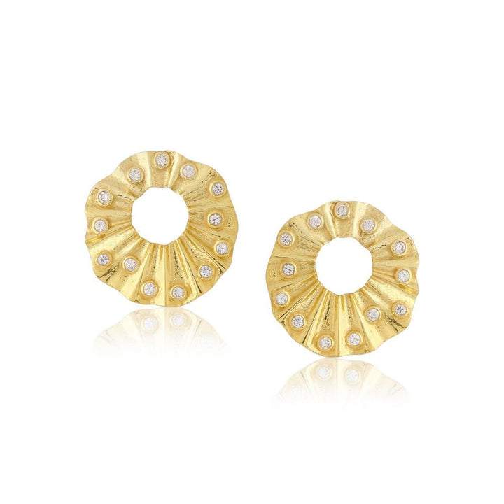Zurooh 18K Gold Plated Zirconia Studded Studs with Pendant