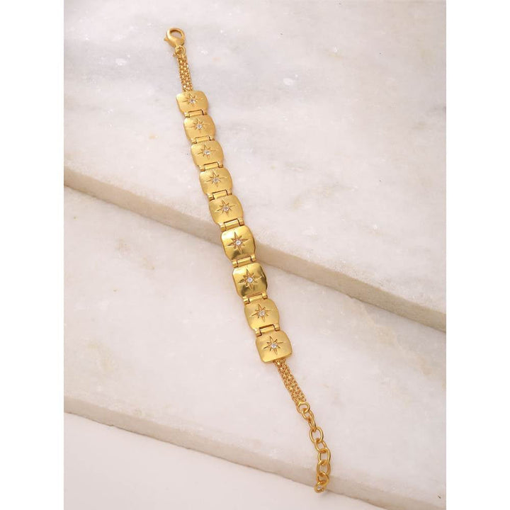 Zurooh 18K Gold Plated Metallic Star Bracelet Studded with Zirconia