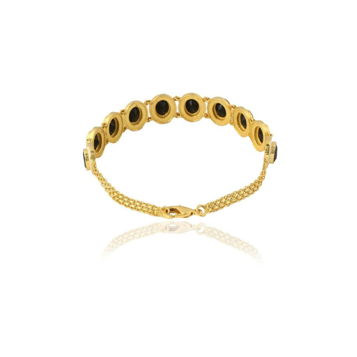 Zurooh 18K Gold Plated Black Onyx Link Bracelet with Enamel Details
