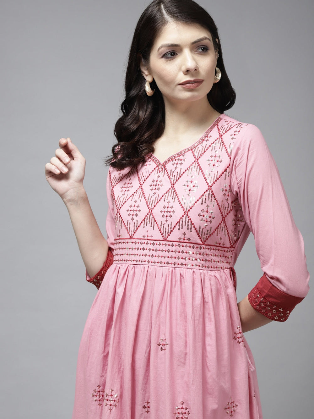 Pink & Maroon Ethnic Dress Yufta Store