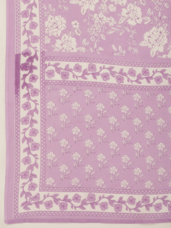 Lavender Printed Cotton Dupatta Set Yufta Store