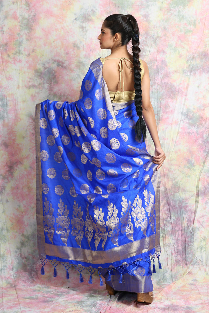 Lapis Blue Allover Charka Weaving Saree freeshipping - Charukriti