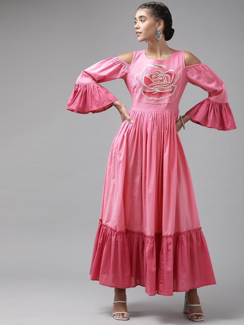 Yufta Pink Ethnic Maxi Dress Yufta Store
