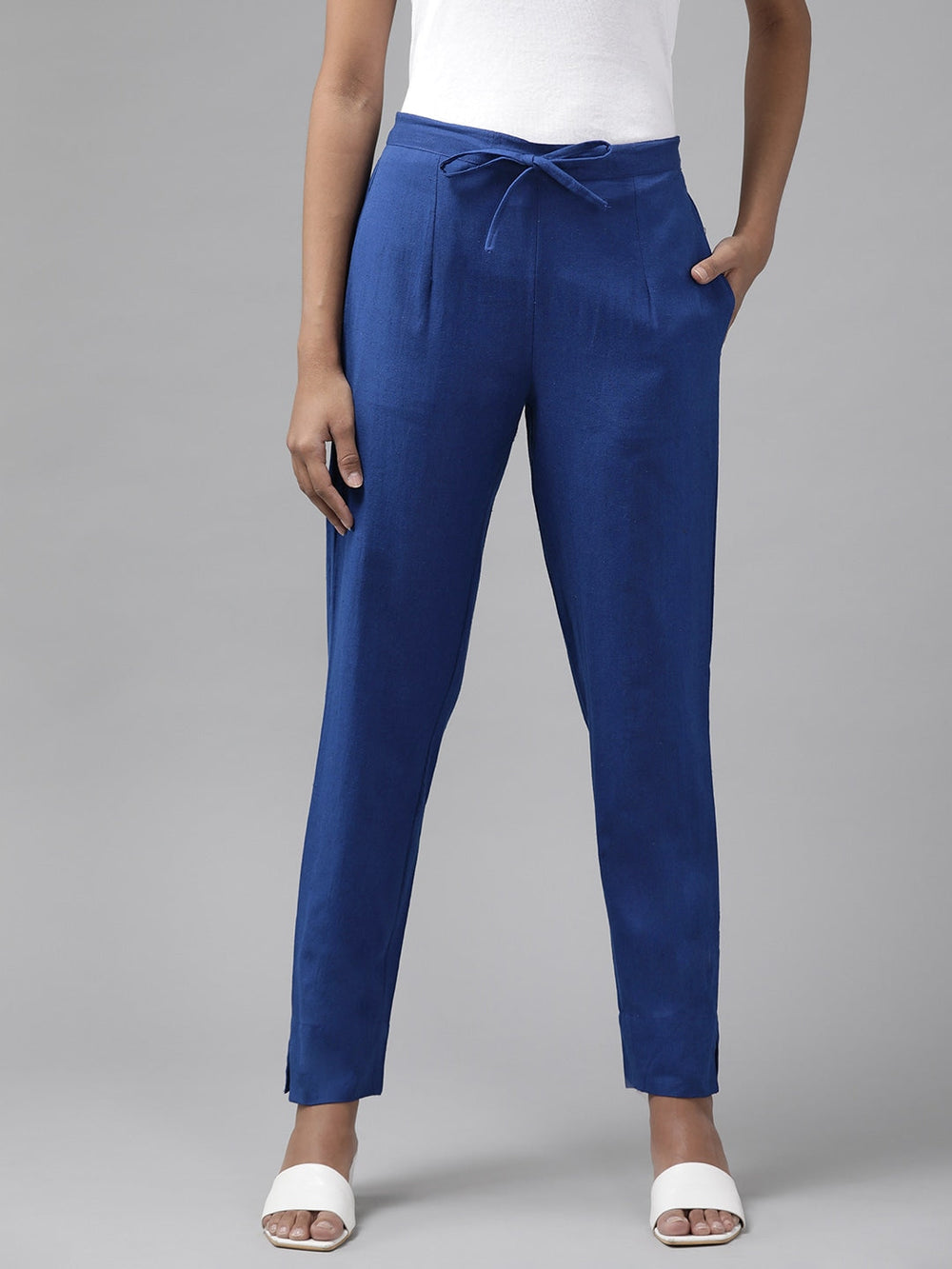 Blue Cotton Fit Trousers Yufta Store