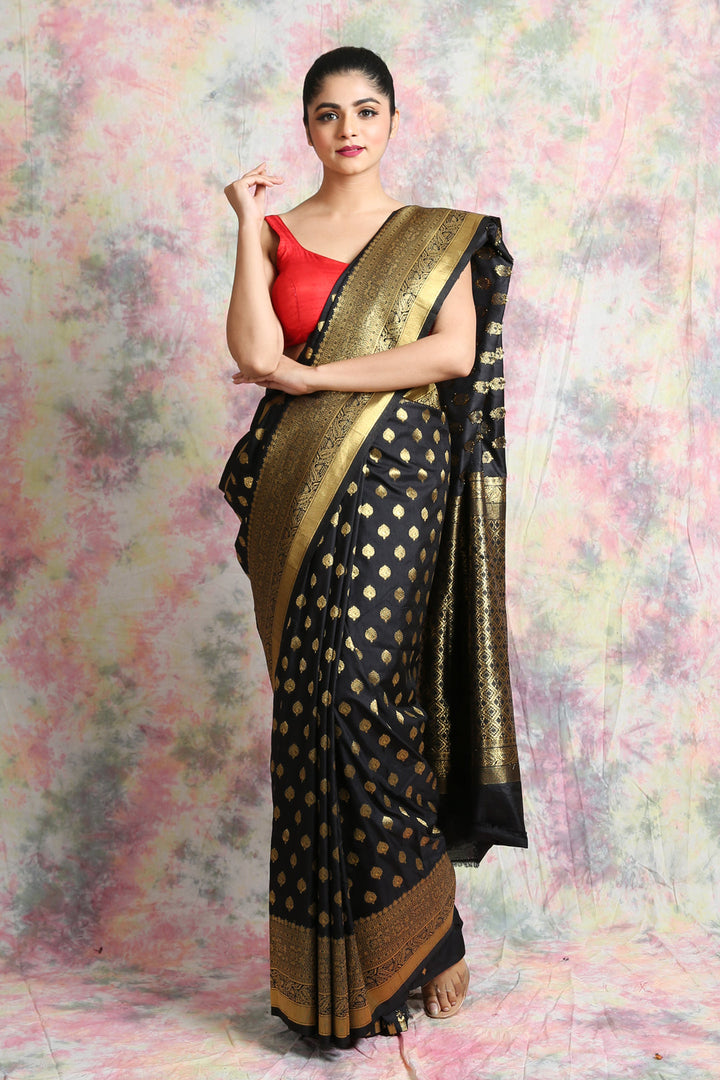 Black Khaddi Benarasi Saree freeshipping - Charukriti