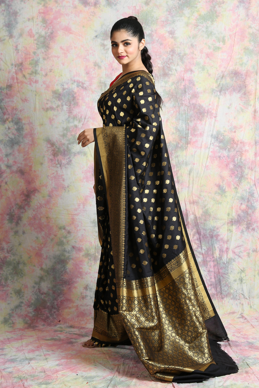 Black Khaddi Benarasi Saree freeshipping - Charukriti