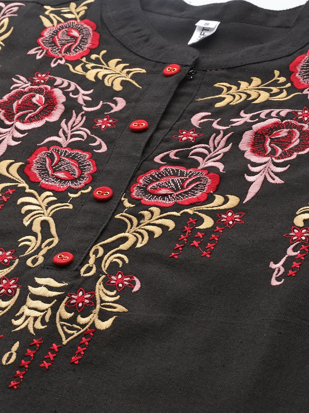 Black Floral Embroidered Top Yufta Store