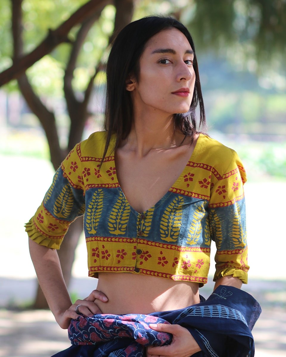 Chidiyaa Yellow Linen Blouse