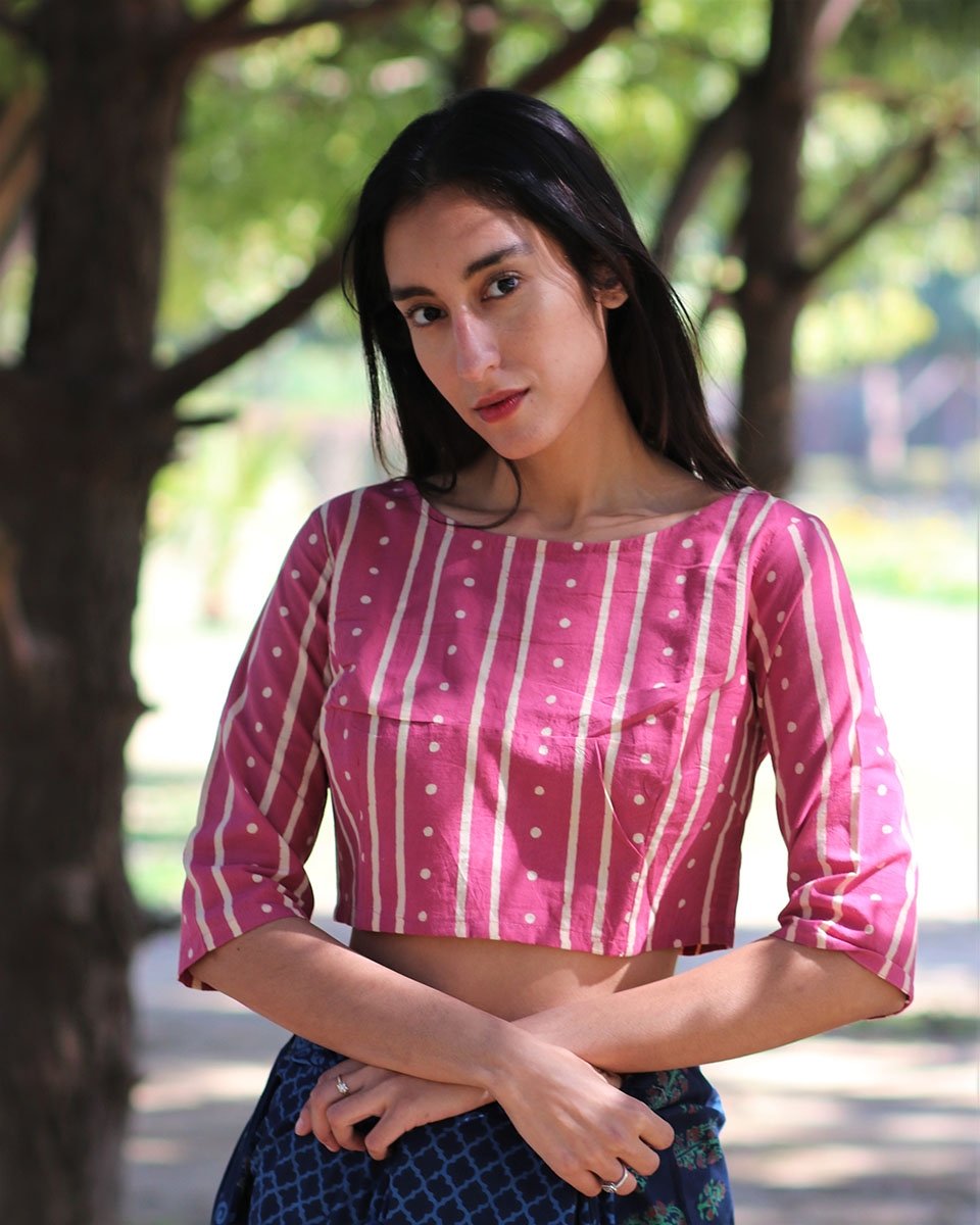 Pink cotton crop top
