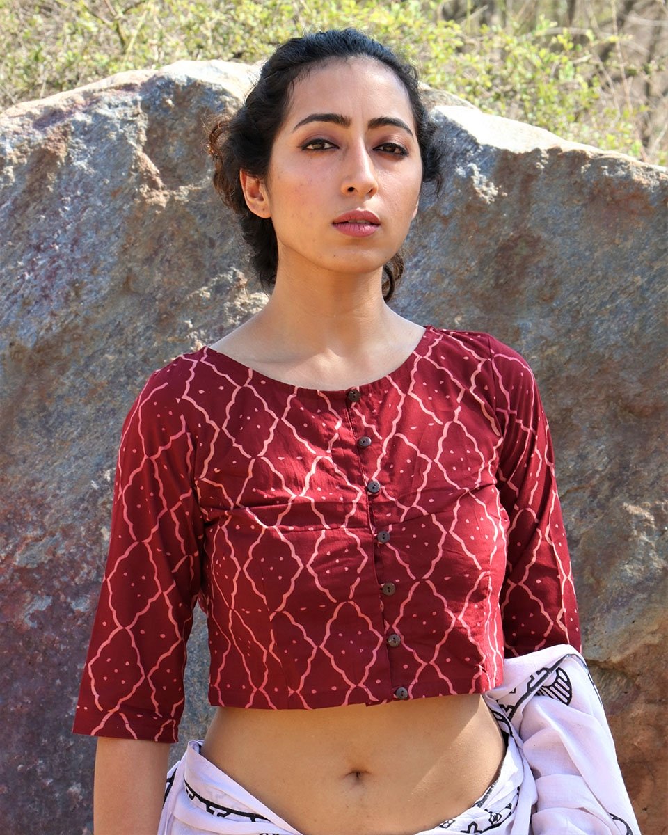 Chidiyaa Maroon Cotton Blouse