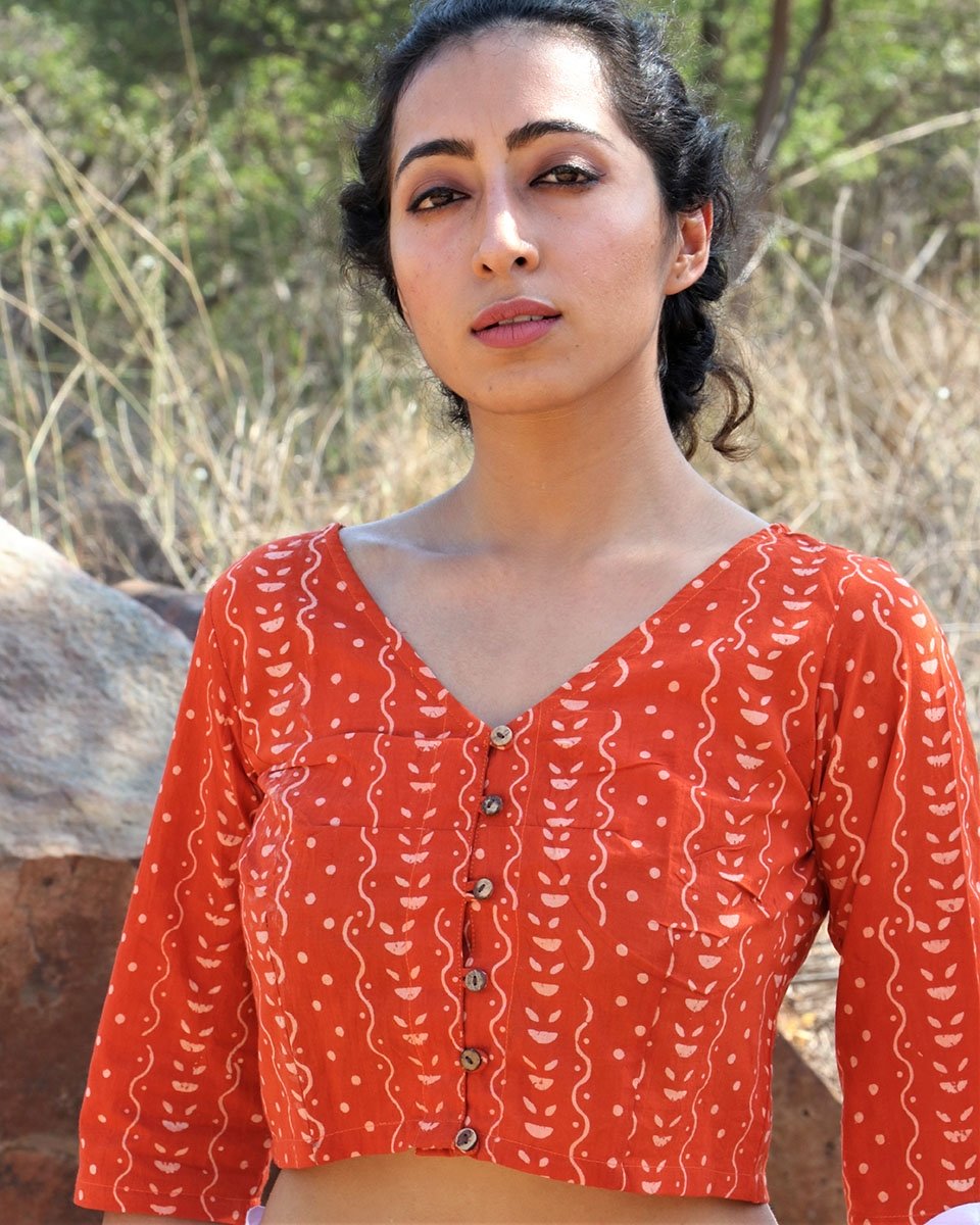 Chidiyaa Orange Cotton Blouse
