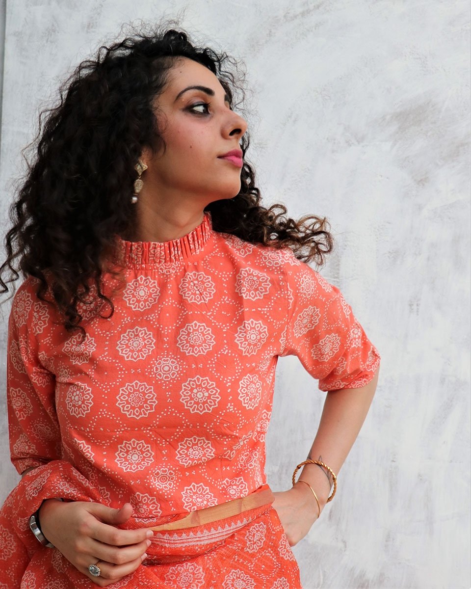 Chidiyaa Coral Cotton Blouse