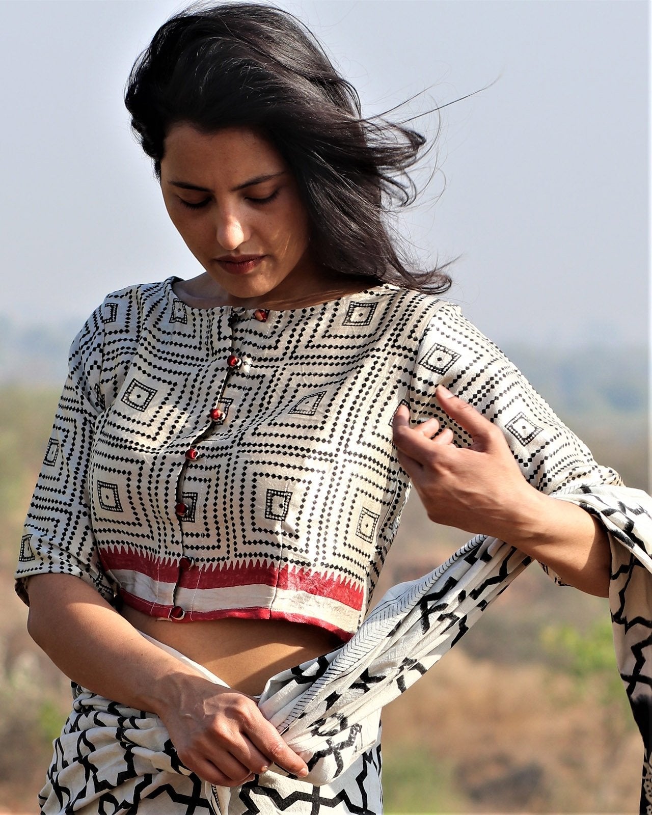 Chidiyaa Ivory Mashru Silk Blouse