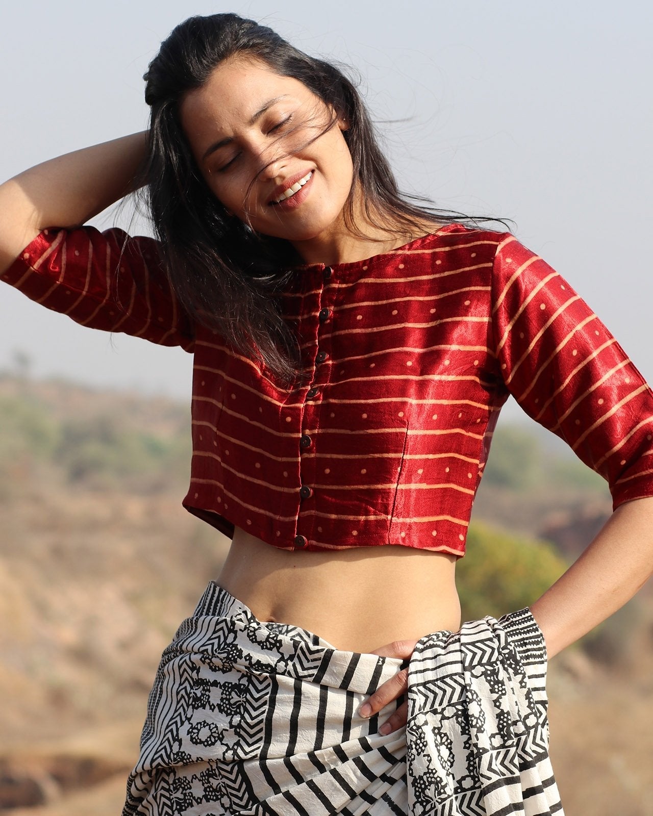 Chidiyaa Red Linen Blouse