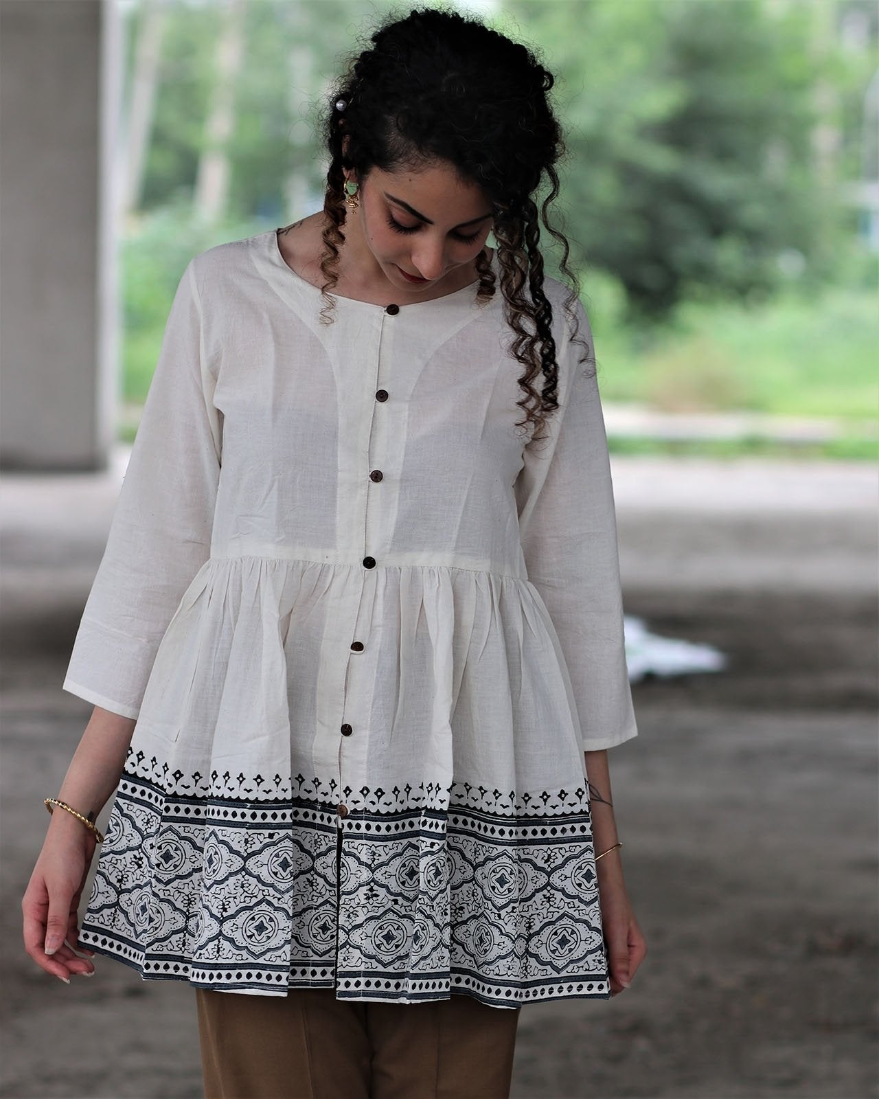 Chidiyaa Ivory Mashru Silk Top