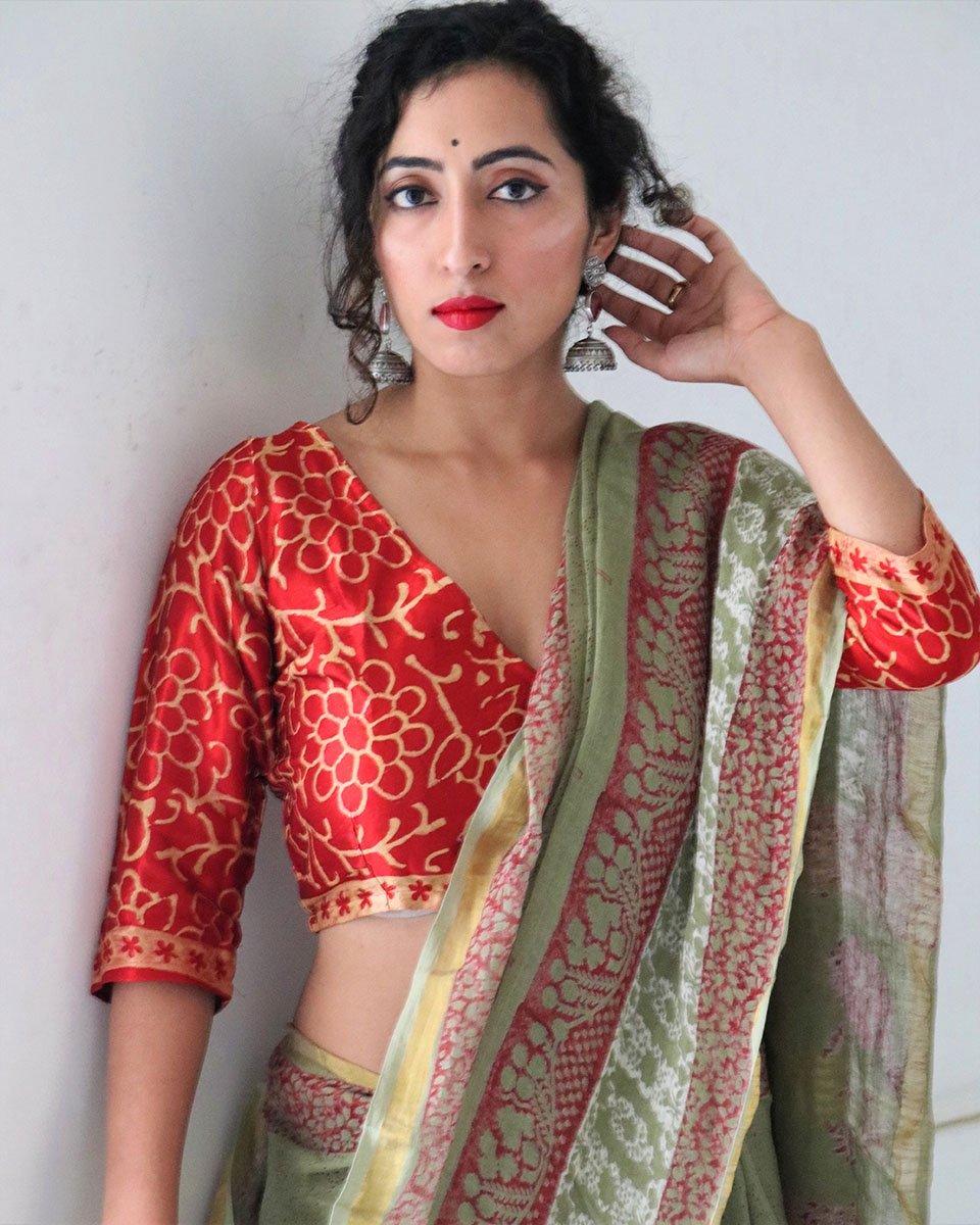 Chidiyaa Red Linen Blouse