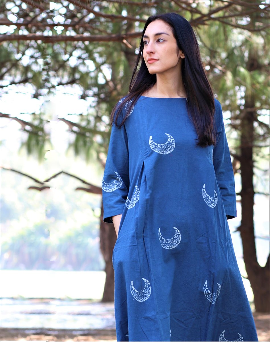 Chidiyaa Blue Cotton Dress