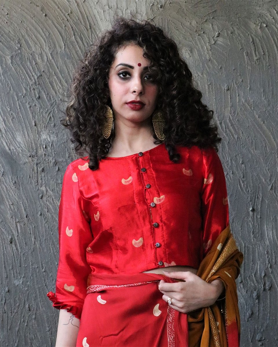 Chidiyaa Red Cotton Blouse