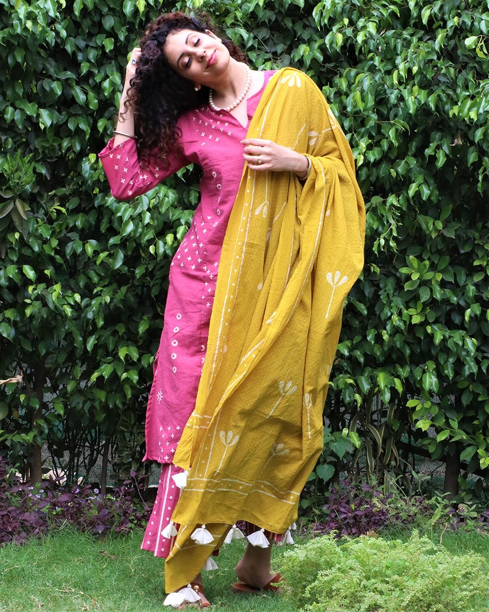 Chidiyaa Yellow Cotton Dupatta