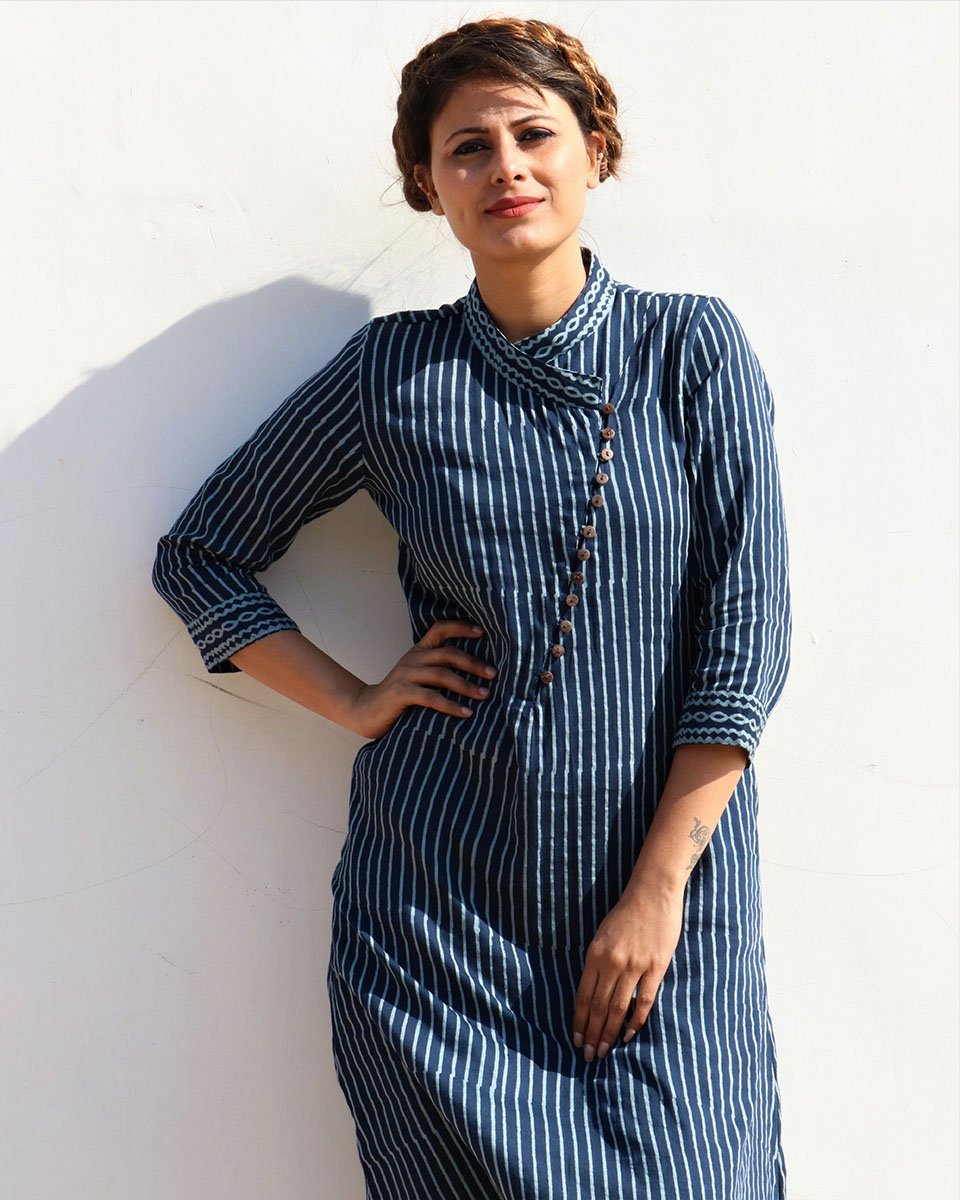 Chidiyaa Blue Cotton Kurti