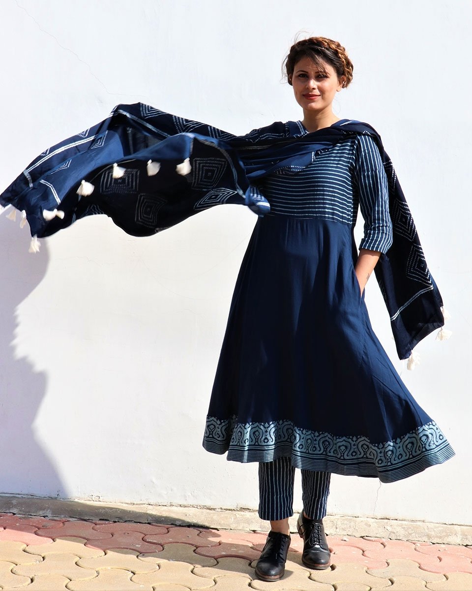 Chidiyaa Blue Cotton Kurti