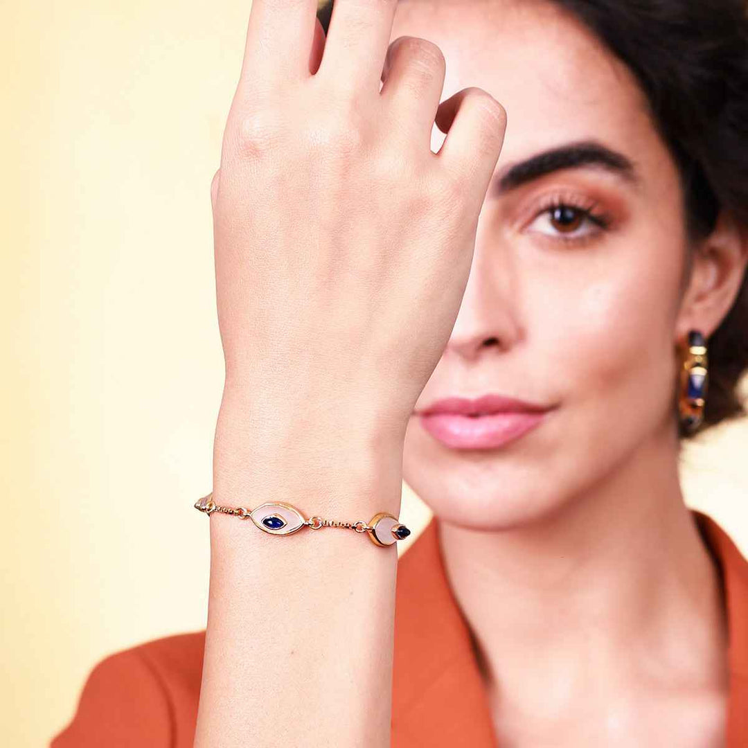 See No Evil Sapphire Doublet Bolo Bracelet - Isharya | Modern Indian Jewelry