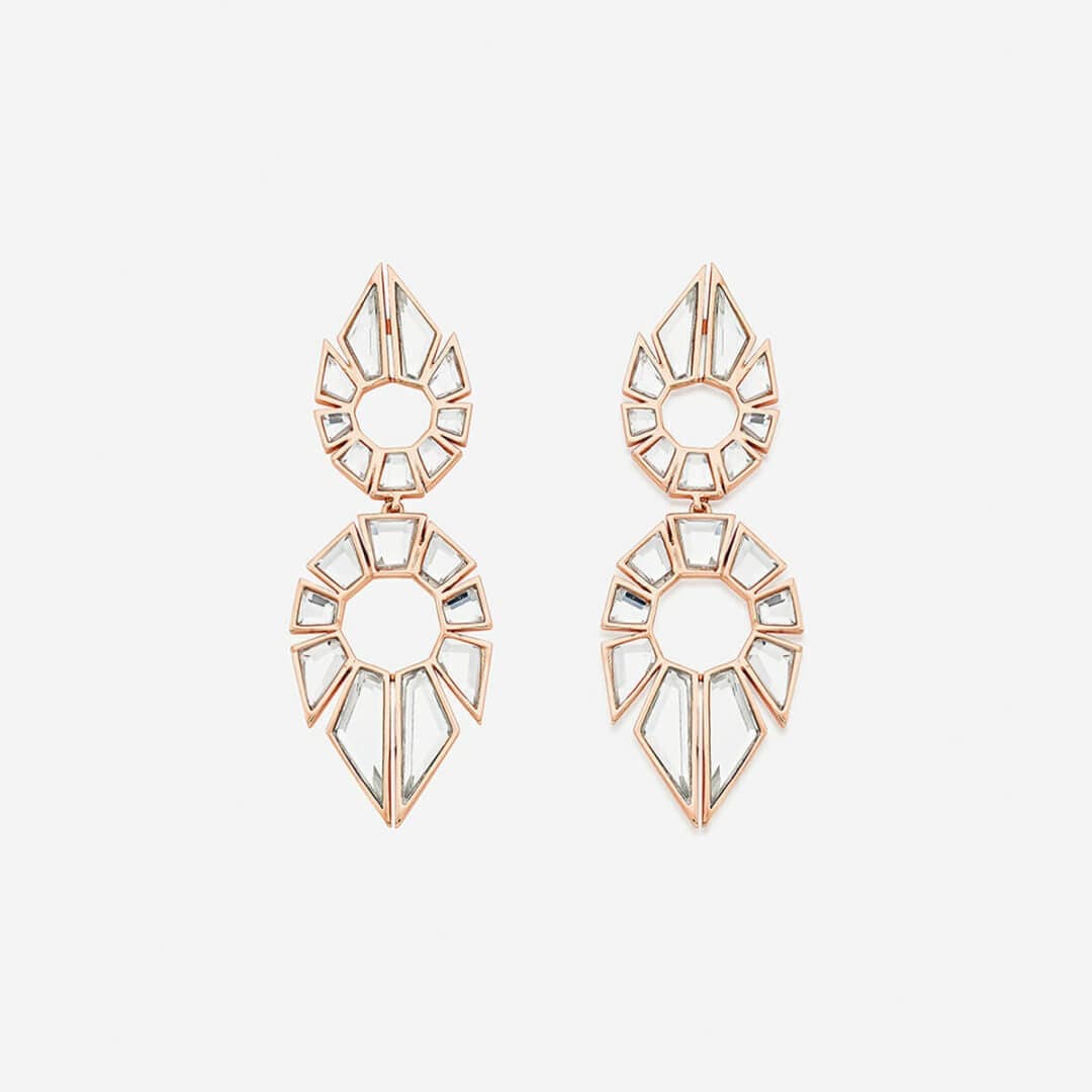 Bombay Deco Statement Mirror Earrings - Isharya | Modern Indian Jewelry