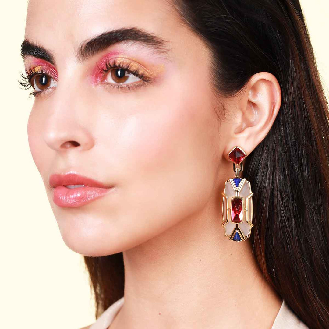 Kaleidoscope Pink Hydro Lapis Earring - Isharya | Modern Indian Jewelry