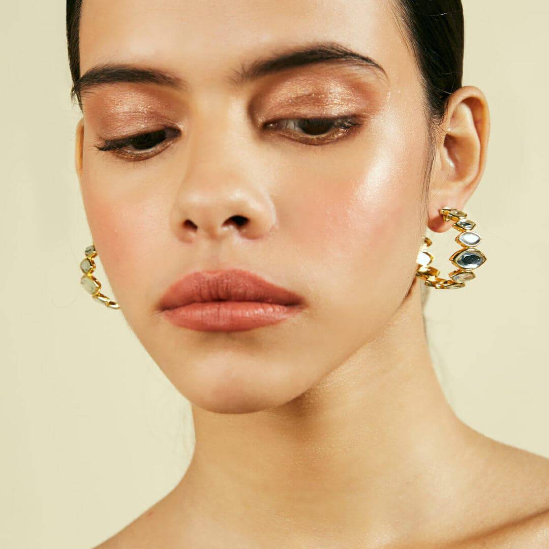 Marquis Mirror Mini Hoop Earrings - Isharya | Modern Indian Jewelry