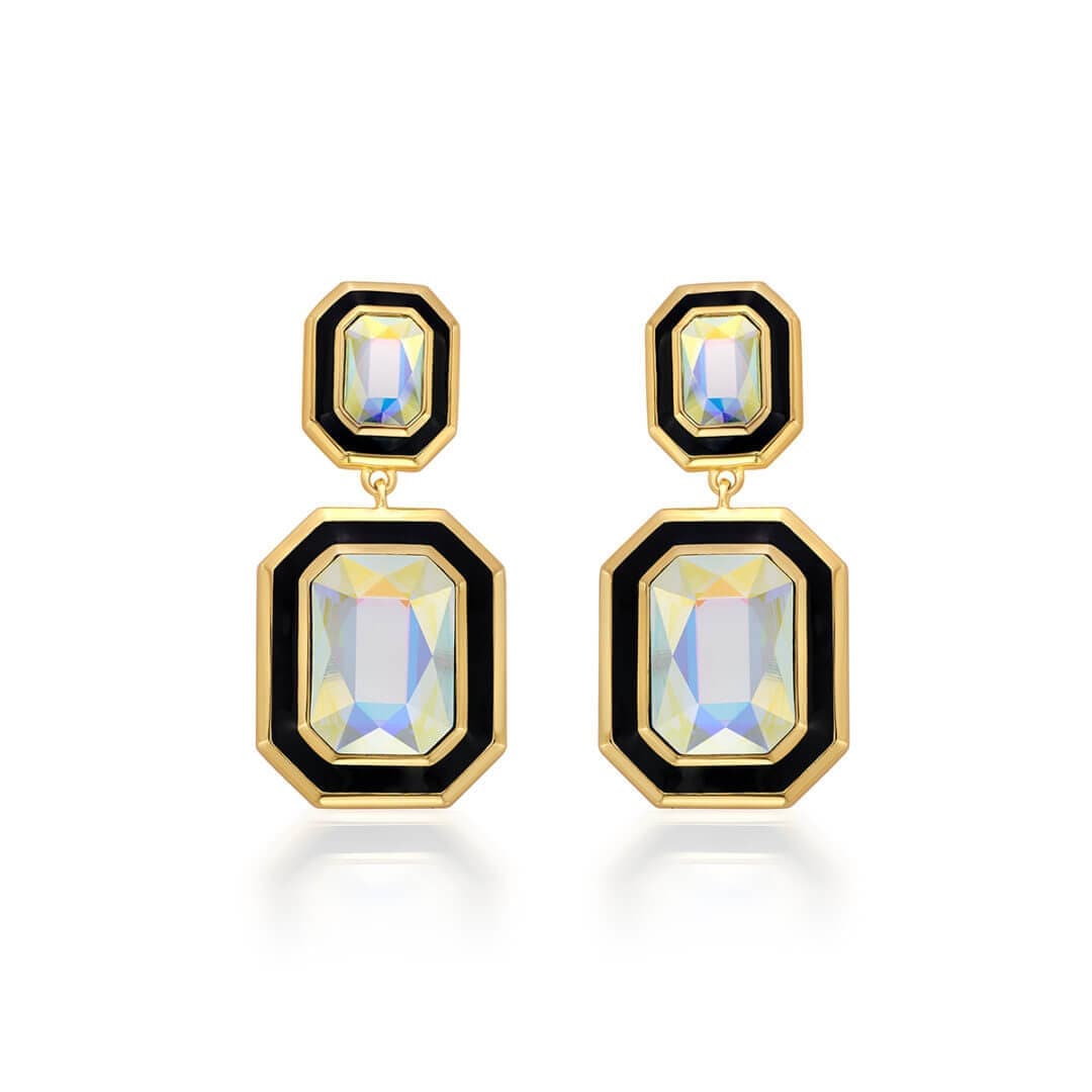 Meraki Black Enamel Drop Earrings - Isharya | Modern Indian Jewelry