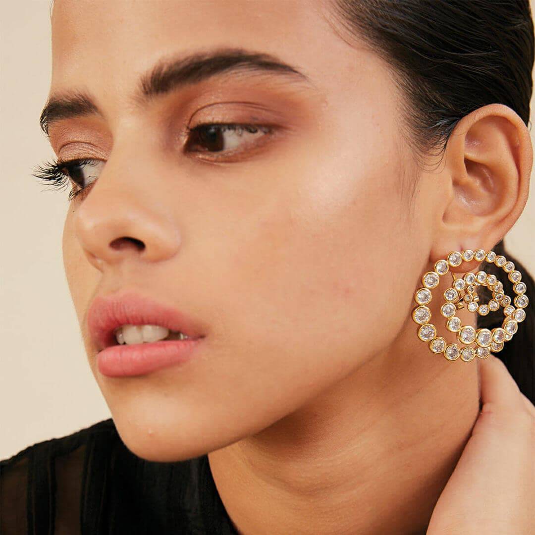Modern Maharani Swirl Statement Stud Earrings - Isharya | Modern Indian Jewelry