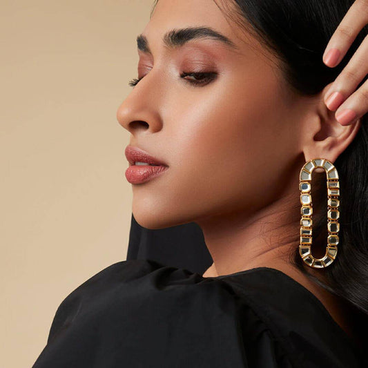 Oblong Disc Earrings - Isharya | Modern Indian Jewelry