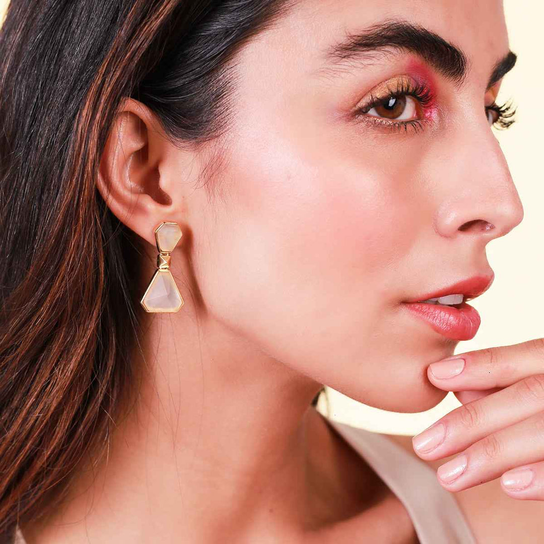 Rock Crystal Hourglass Earrings - Isharya | Modern Indian Jewelry
