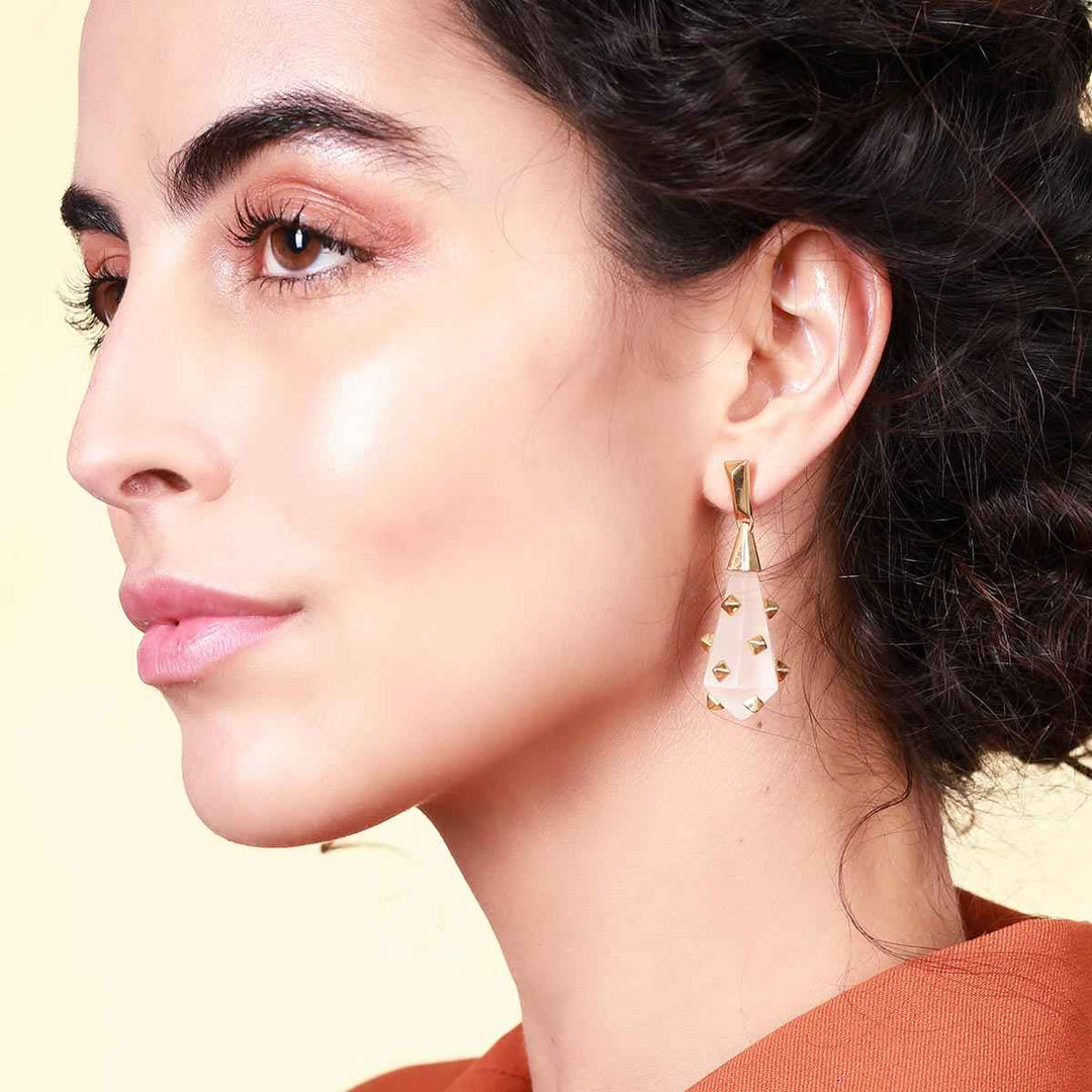 Rock Crystal Moderne Spiked Earrings - Isharya | Modern Indian Jewelry