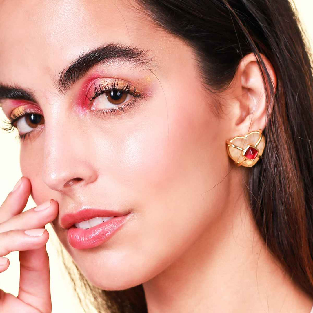 All My Heart Pink Hydro Statement Stud - Isharya | Modern Indian Jewelry