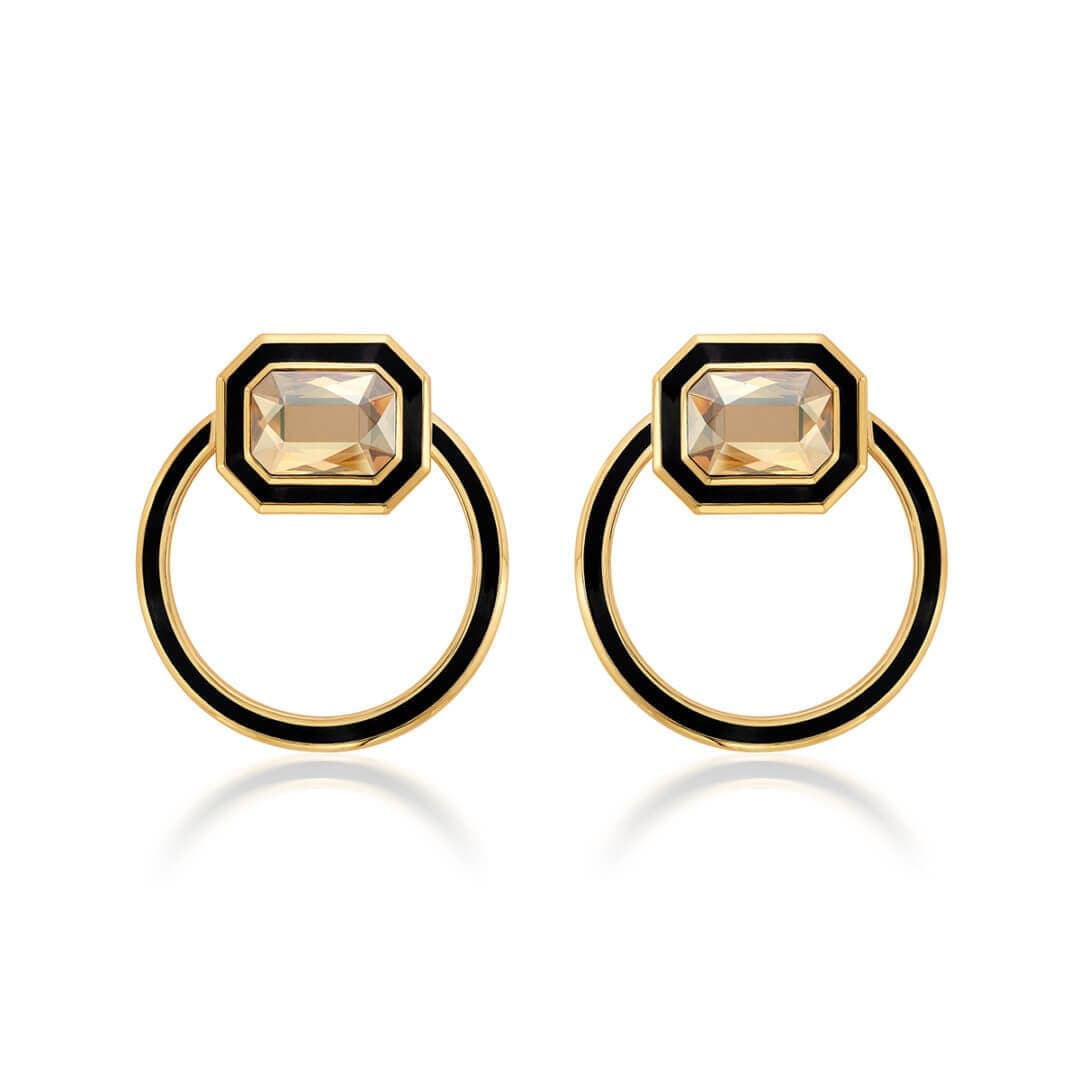 Soleil Black Enamel Studs - Isharya | Modern Indian Jewelry