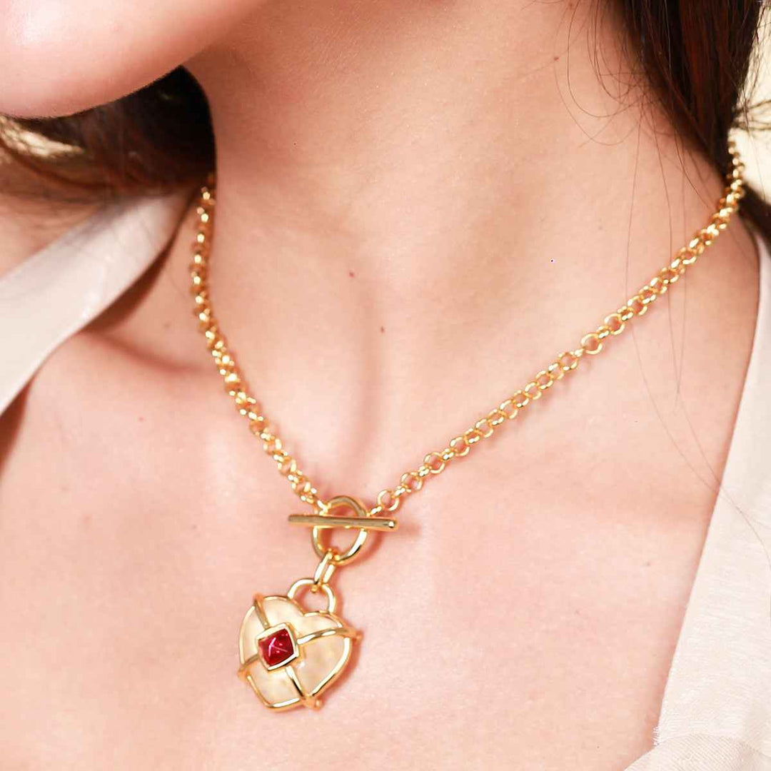All My Heart Pink Hydro Toggle Necklace - Isharya | Modern Indian Jewelry