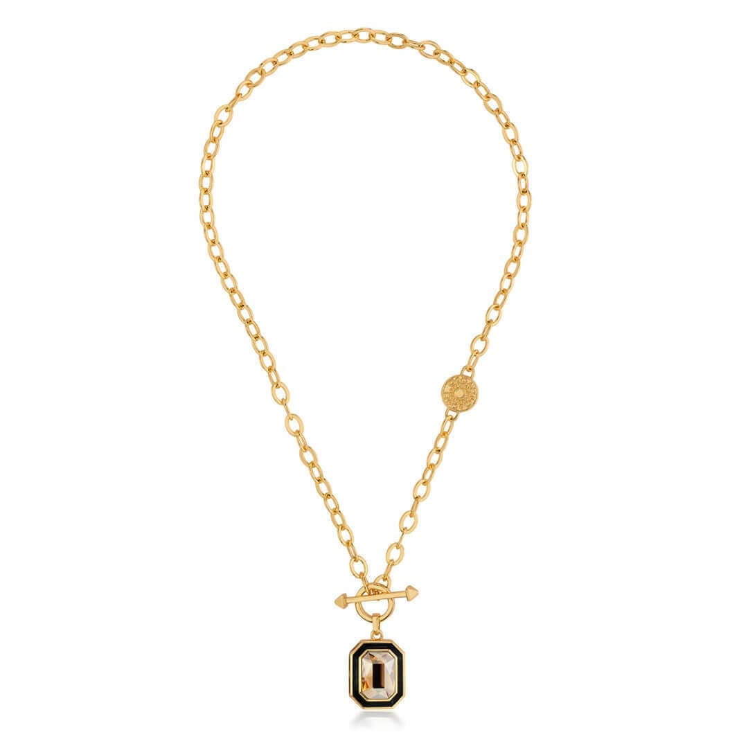 Soleil Black Enamel Necklace - Isharya | Modern Indian Jewelry