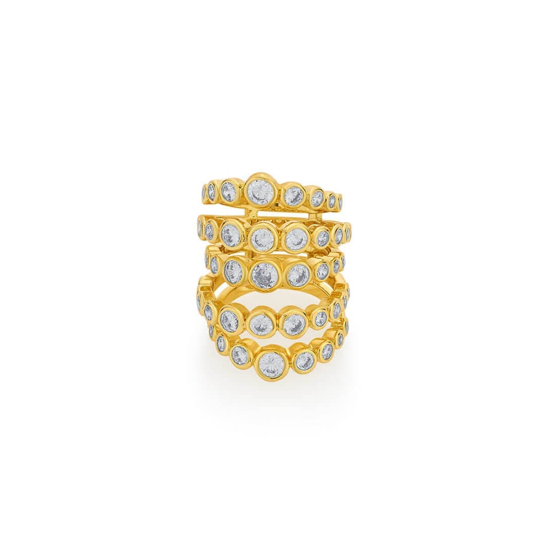 Nazm CZ Multi-band Cocktail Ring - Isharya | Modern Indian Jewelry
