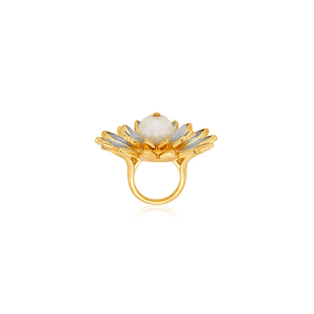 Marquise Mirror Statement Pearl Ring - Isharya | Modern Indian Jewelry