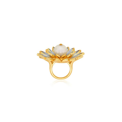 Marquise Mirror Statement Pearl Ring - Isharya | Modern Indian Jewelry