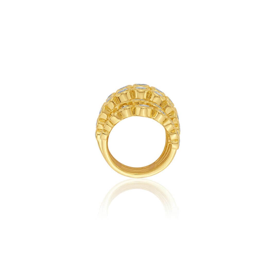 Nazm CZ Multi-band Cocktail Ring - Isharya | Modern Indian Jewelry