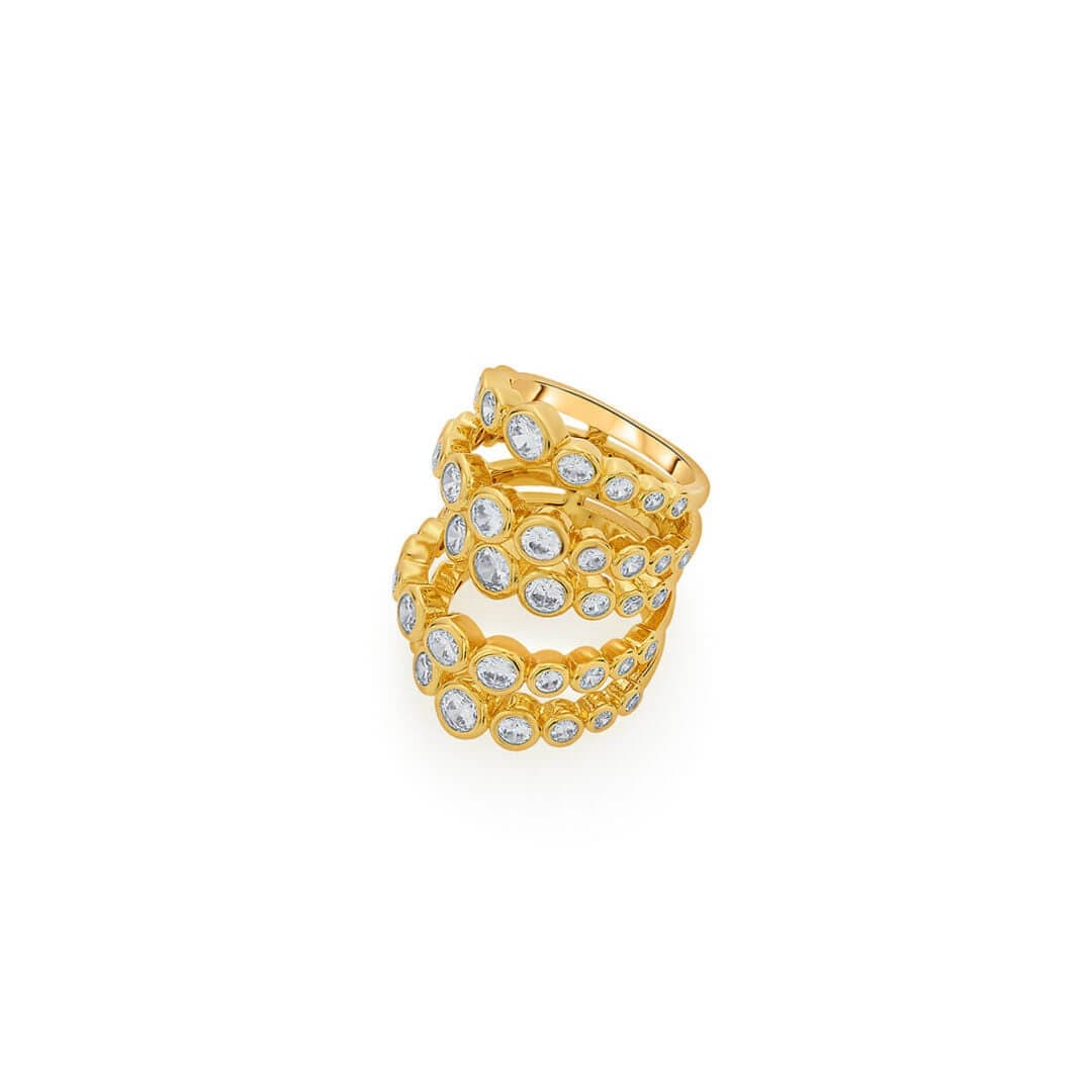 Nazm CZ Multi-band Cocktail Ring - Isharya | Modern Indian Jewelry