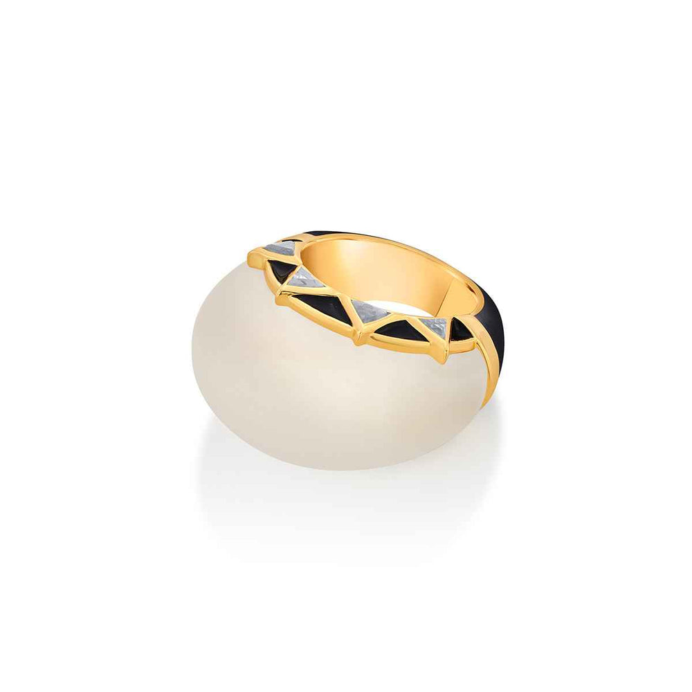 Shell Mirror Enamel Ring - Isharya | Modern Indian Jewelry