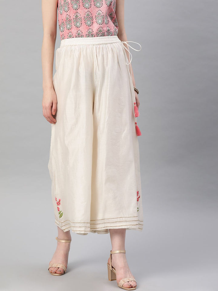 Shop White Solid Chanderi Palazzo for Women