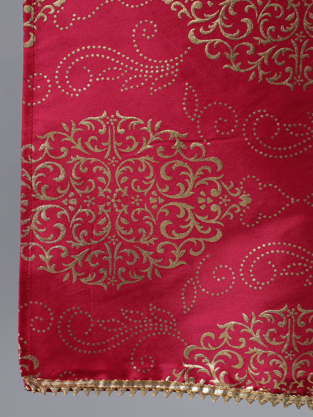 Pink Solid Straight Kurta With Gotta Work On Palazzo & Printed Dupatta