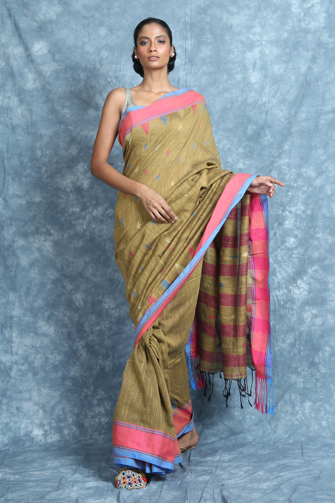 Temple Design Dijon Cotton Saree freeshipping - Charukriti