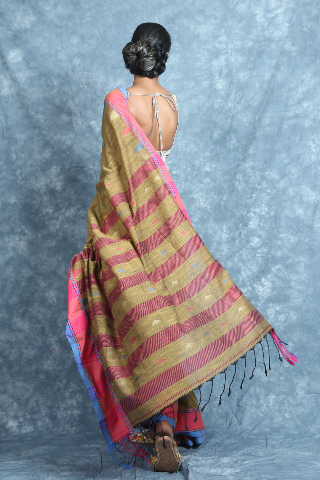 Temple Design Dijon Cotton Saree freeshipping - Charukriti