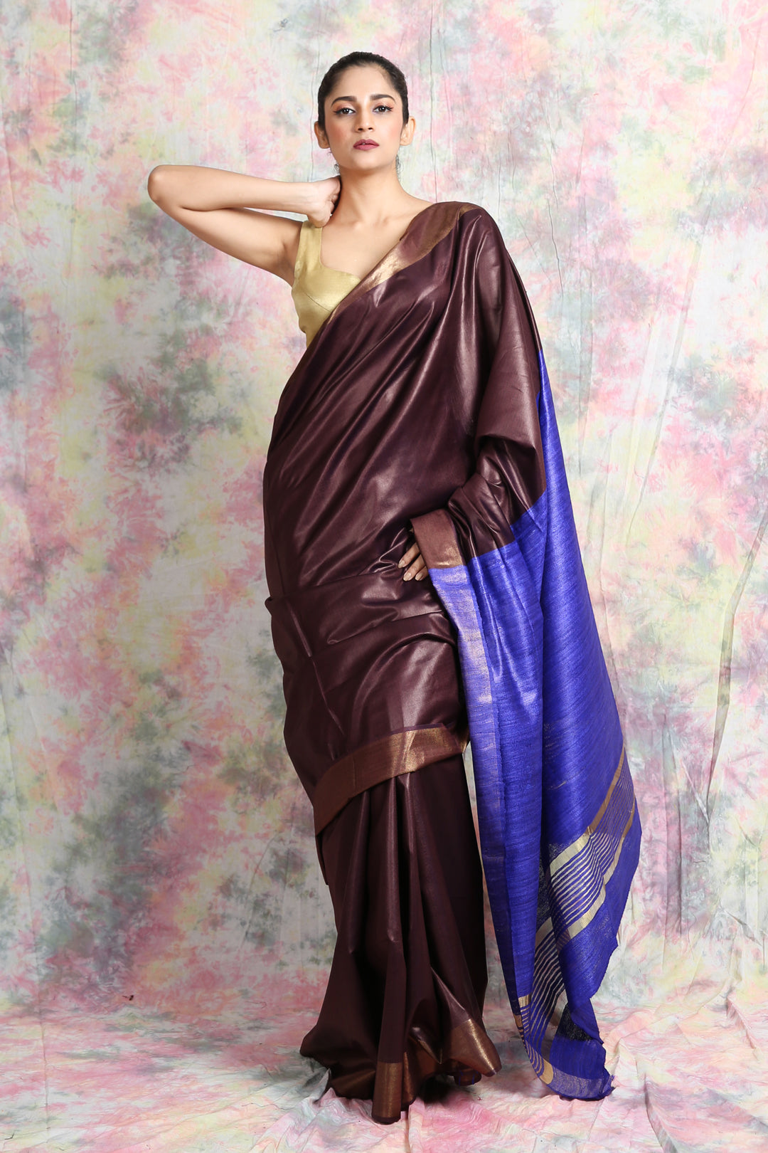 Dark Chocolate Gheecha Saree - Charukriti.co.in