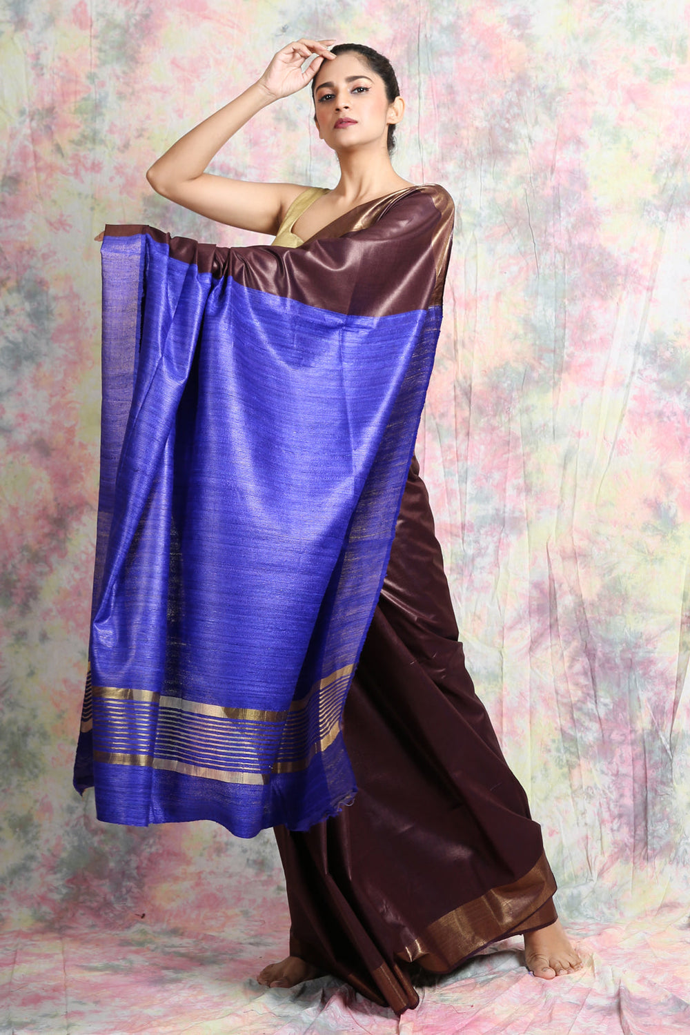 Dark Chocolate Gheecha Saree - Charukriti.co.in